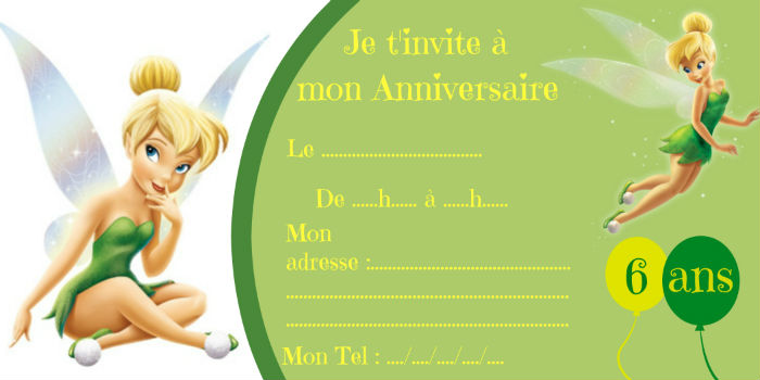 Modle invitation anniversaire Fe Clochette