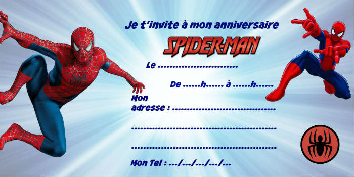 modle invitation anniversaire Spiderman