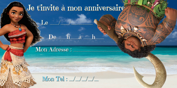 carte invitation anniversaire vaiana a imprimer gratuite