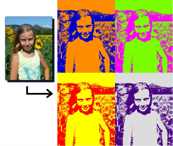 Exemple de montage photo style pop art et andy warhol