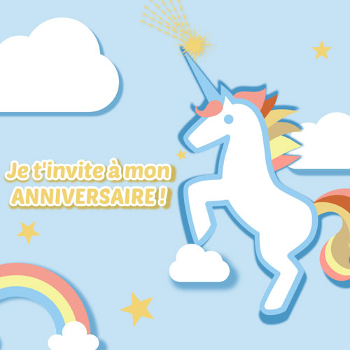 Crer son invitation anniversaire licorne carr