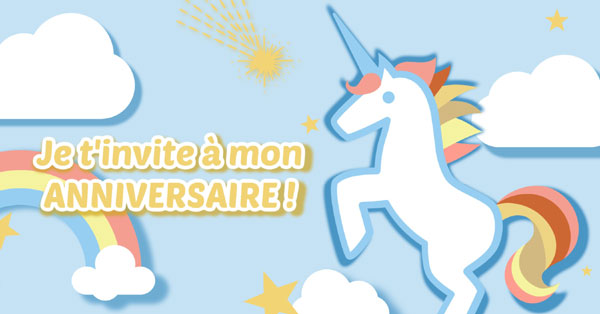 personnaliser une invitation anniversaire licorne large