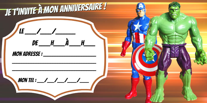 Invitation anniversaire Captain America Hulk