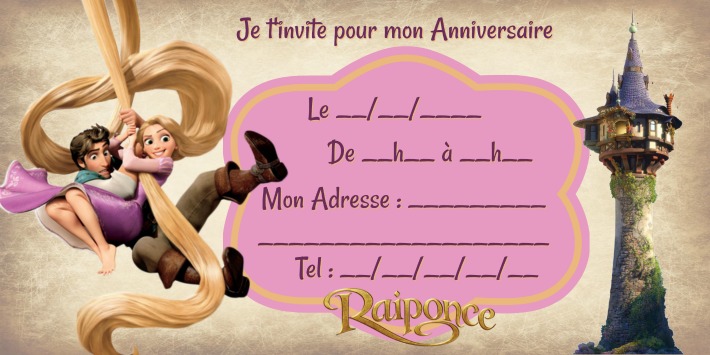 Invitation anniversaire Disney Raiponce