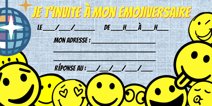 Carte Dinvitation Anniversaire Emoji A Imprimer