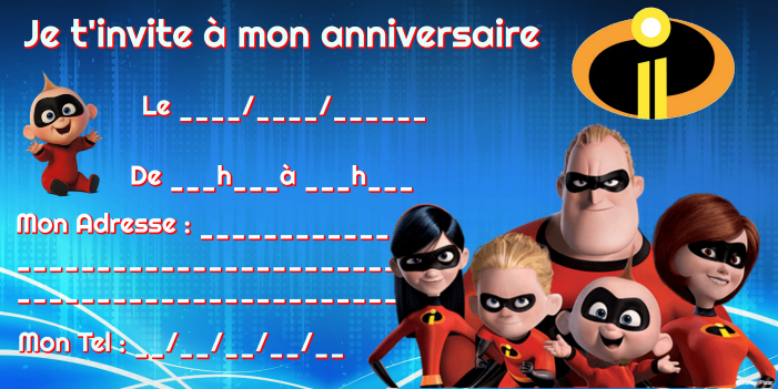 Invitation Anniversaire Les Indestructibles 2