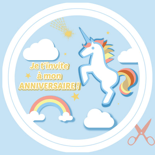 Carte invitation anniversaire Licorne - 3