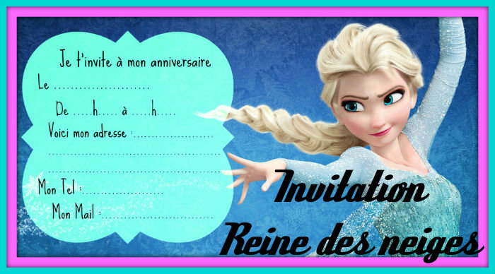 Invitation anniversaire reine des neiges