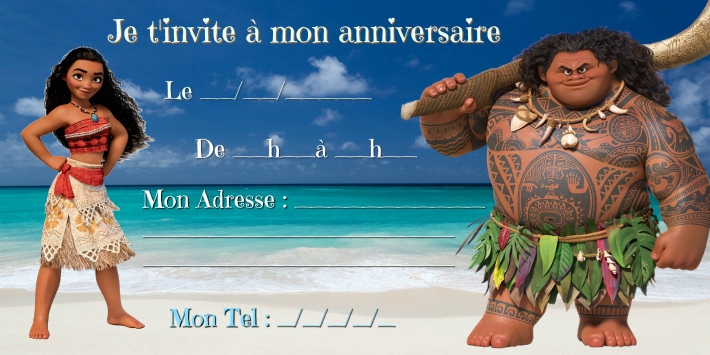 invitation anniversaire vaiana a imprimer gratuit