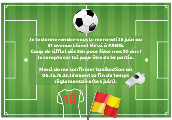 Invitation fête enfant Ballon de foot rond - Fête